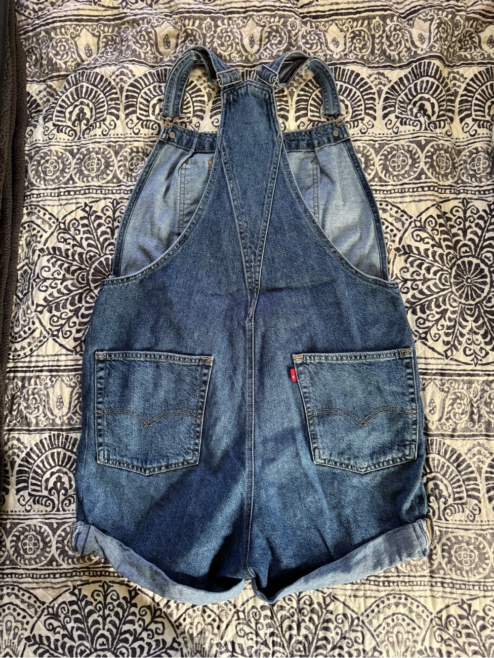 Levi's Blue Jean Shorts Overalls - Picture 12 of 14